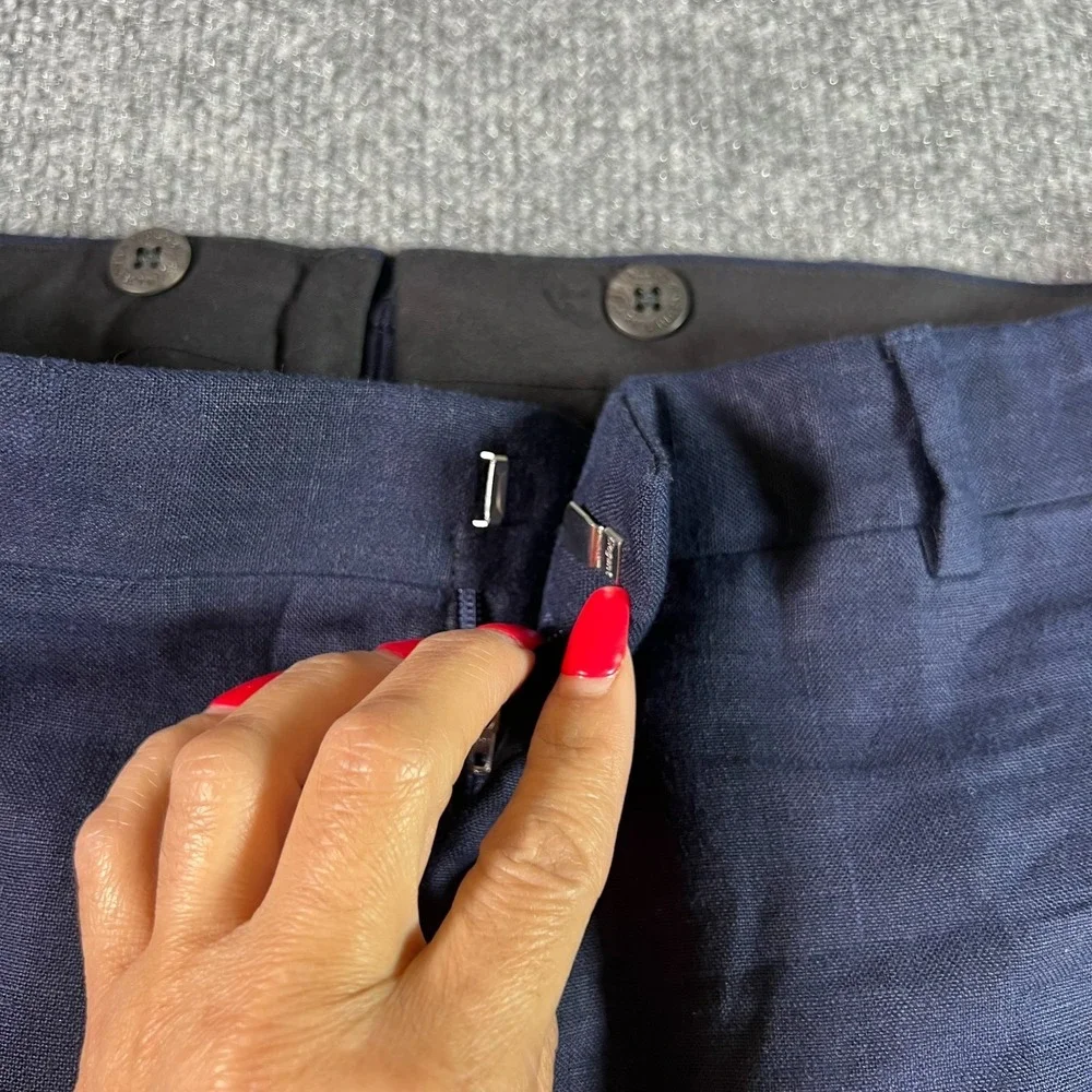 Polo Ralph Lauren Pants Men's 34 Navy Blue 100% Flax Flat Front Straight Preppy
